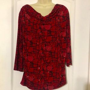 Valerie Stevens Size Large Top with Sparkle Red